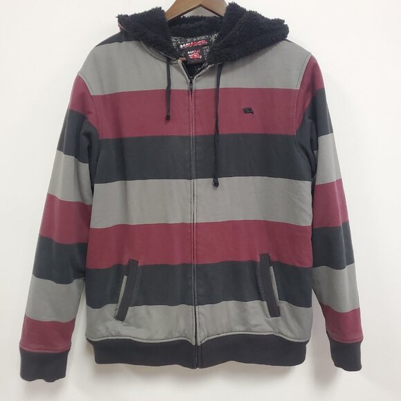 Tony Hawk Mens Thick Sherpa Lined Y2K Hoodie Size XL Striped Skater Alternative - Picture 1 of 11